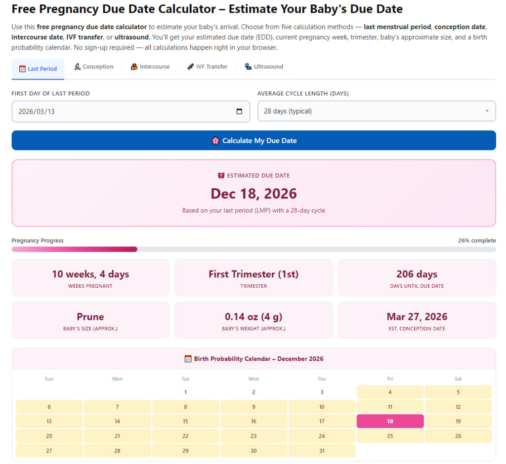 Best Pregnancy Due Date Calculator for Expecting Moms: Full Guide 1 Best Pregnancy Due Date Calculator for Expecting Moms