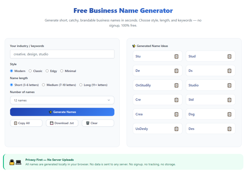 Best Business Name Generator With Domain Check: Complete Practical Guide 1 Best Business Name Generator With Domain Check