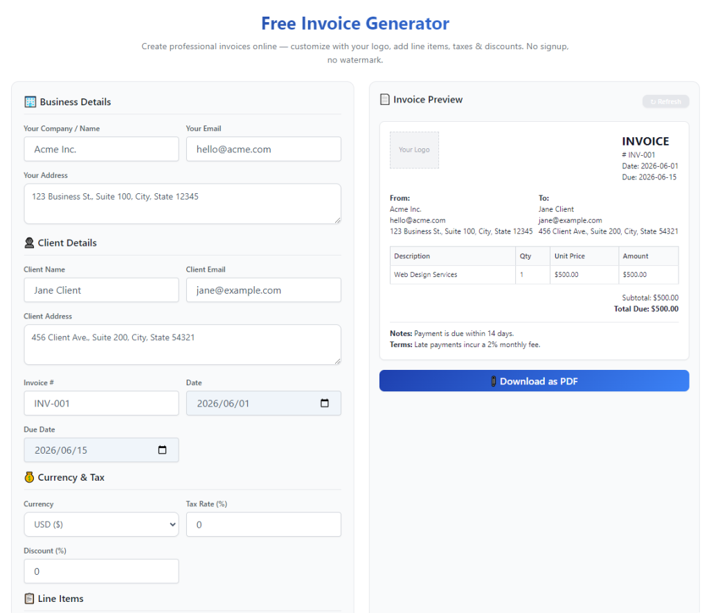 Best Free Invoice Generator for Small Business: Full Setup Guide 1 Best Free Invoice Generator for Small Business