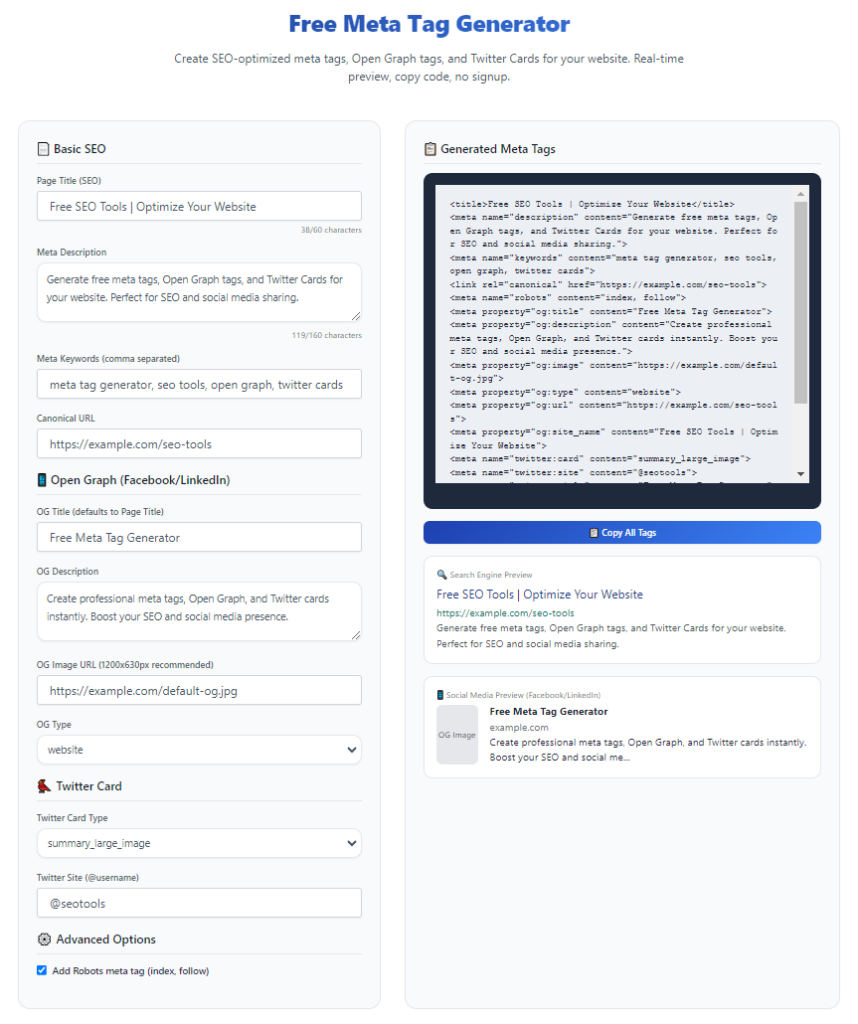 Best Meta Tag Generator for Open Graph and Twitter Card: Complete Setup Guide 1 Best Meta Tag Generator for Open Graph and Twitter Card