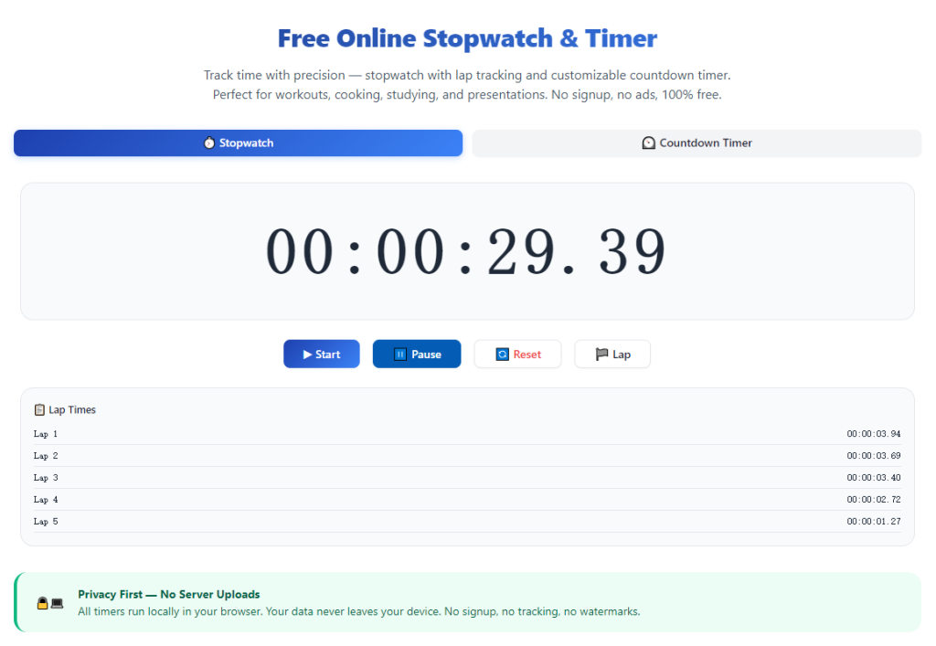 How to Use Online Stopwatch & Timer for Workout: Step-by-Step User Guide 1 How to Use Online Stopwatch & Timer for Workout